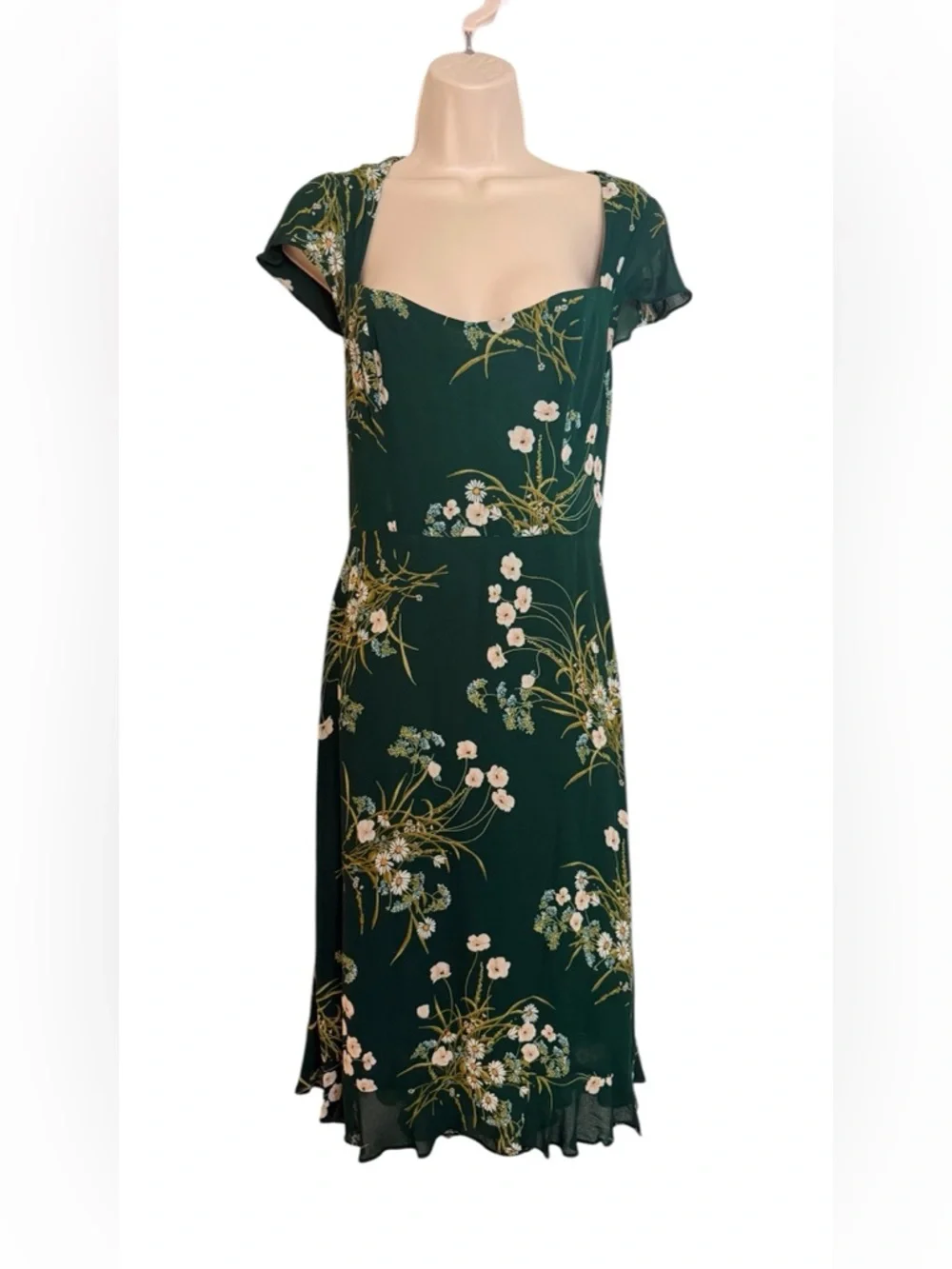 Reformation Rosi Floral Buena Green Floral Midi Dress Size 6 - Picture 2 of 9
